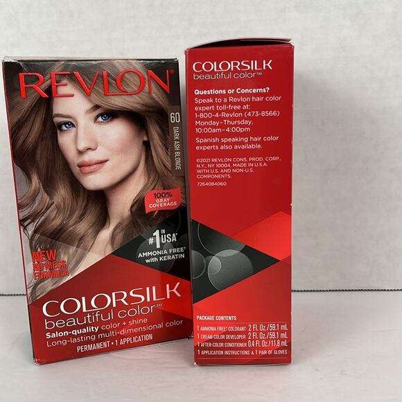 Revlon Colorsilk Hair Color Permanent Dye Keratin 60 Dark Ash Blonde Lot of 2 - Picture 4 of 6